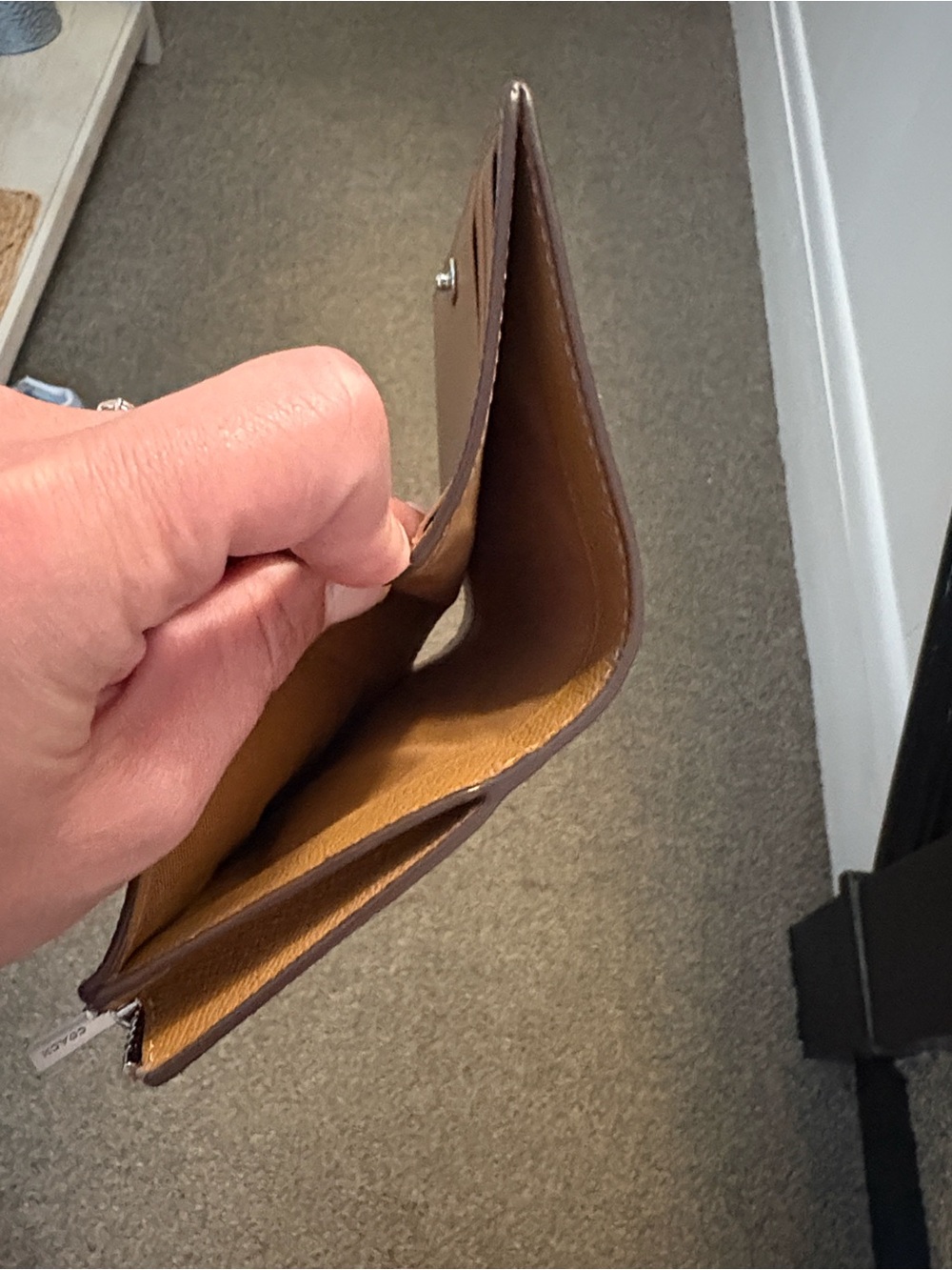 Coach Pebbled Leather Zip Card Wallet in Tan Brown - Picture 4 of 8